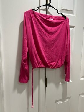 Athleta Off-Shoulder Long Sleeve Drawstring Top - Hot Pink